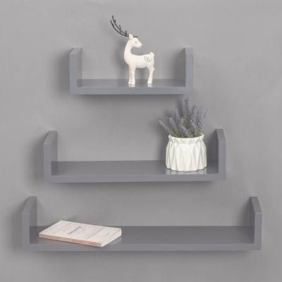 Angi Floating Wall Shelf Set of 3 U Shape Gray