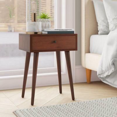 Walnut Finish Home Furniture Set Wooden Accent Small Side Tables Coffee Tables with 1 Drawer