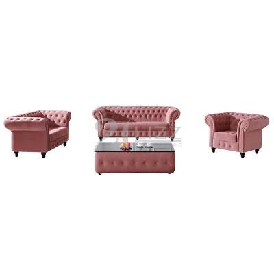 Modern Luxury Living Room Leisure Fabric Sofa Furniture with Crystal Button