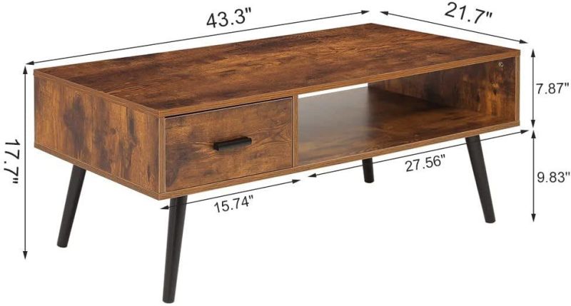 Rustic Brown Cocktail Table Coffee Table for Living Room Reception Room Furniture