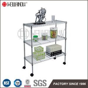 Mobile 3 Tiers Adjustable Modern Home Metal Wire Shelving Storage Furniture