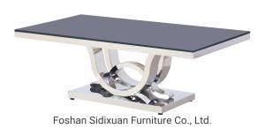 High Quality Reasonable Livingroom Furniture Stainless Steel Glass Top Coffee Table