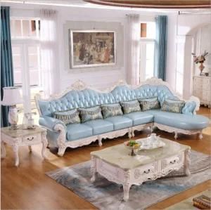 Elegant Blue and White Leather Sofa Set for Living Room E124