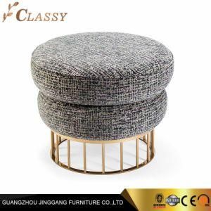 Luxury Modern Fabric Stool Ottoman Bench with Golden Metal Base
