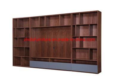 Walnut Color Wooden TV Cabinet Modern Design Stand for Living Room Home