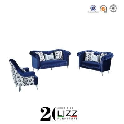 Middle East Popular European Stylish Modern Soft Leisure Velvet Fabric Sofa Furniture
