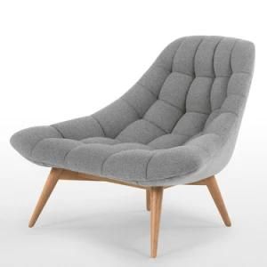 Ash Wood Grey Linen Meditation Chair / Scandinavian Chair