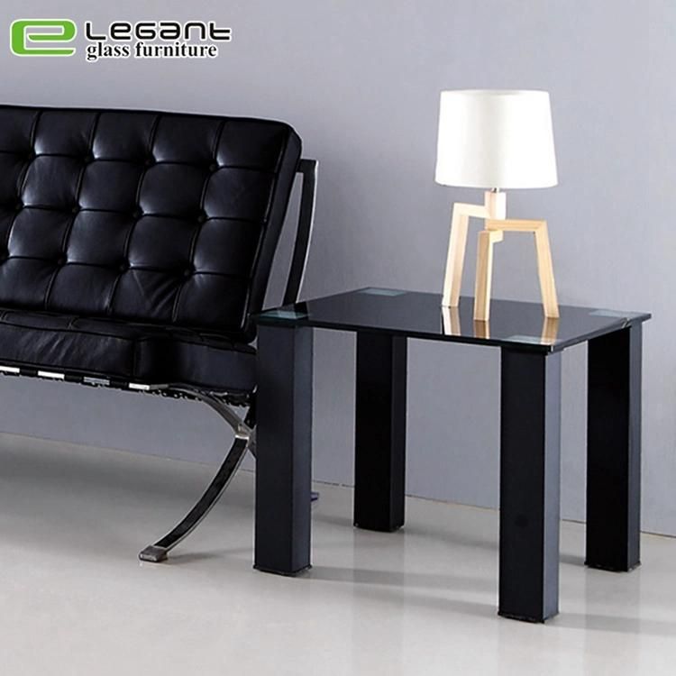 Modern Style Metal Legs Sofa Glass Side Table