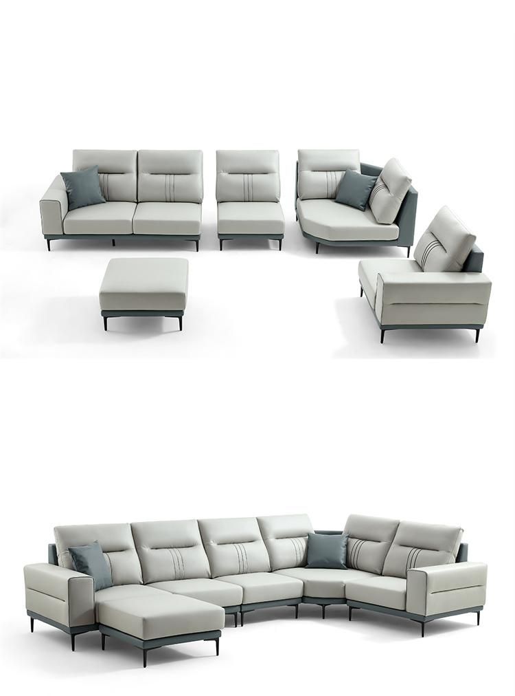 U-Shaped 7 Bean Bag Luxury Set Leather Sofa with High Quality Tbs061