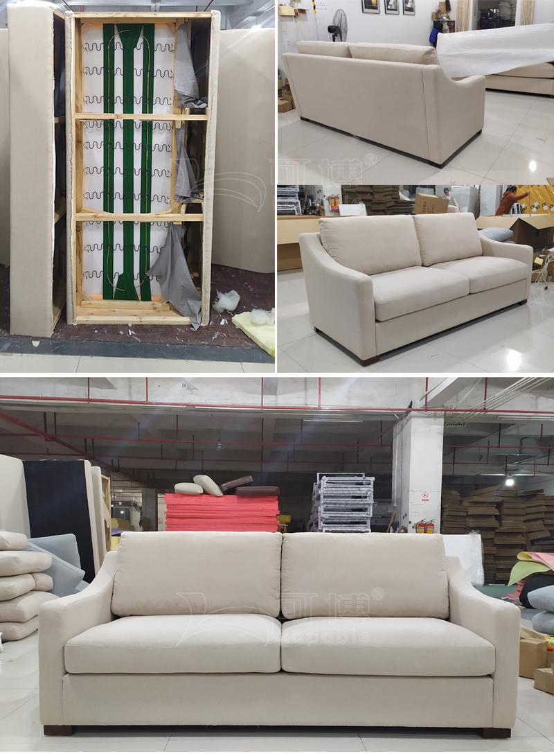 MID-Century Fabric Couch Slope Arm Home Seating Upholstery Sofa Set for Living Room Furniture