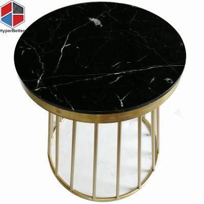 OEM Project Nordic Round Black and Gold Bed Side Table Living Room Golden Base