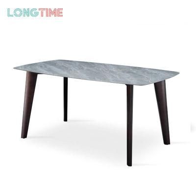 Rectangle Sturdy Metal Frame Legs Modern Wooden Metal Design Simple Coffee Table