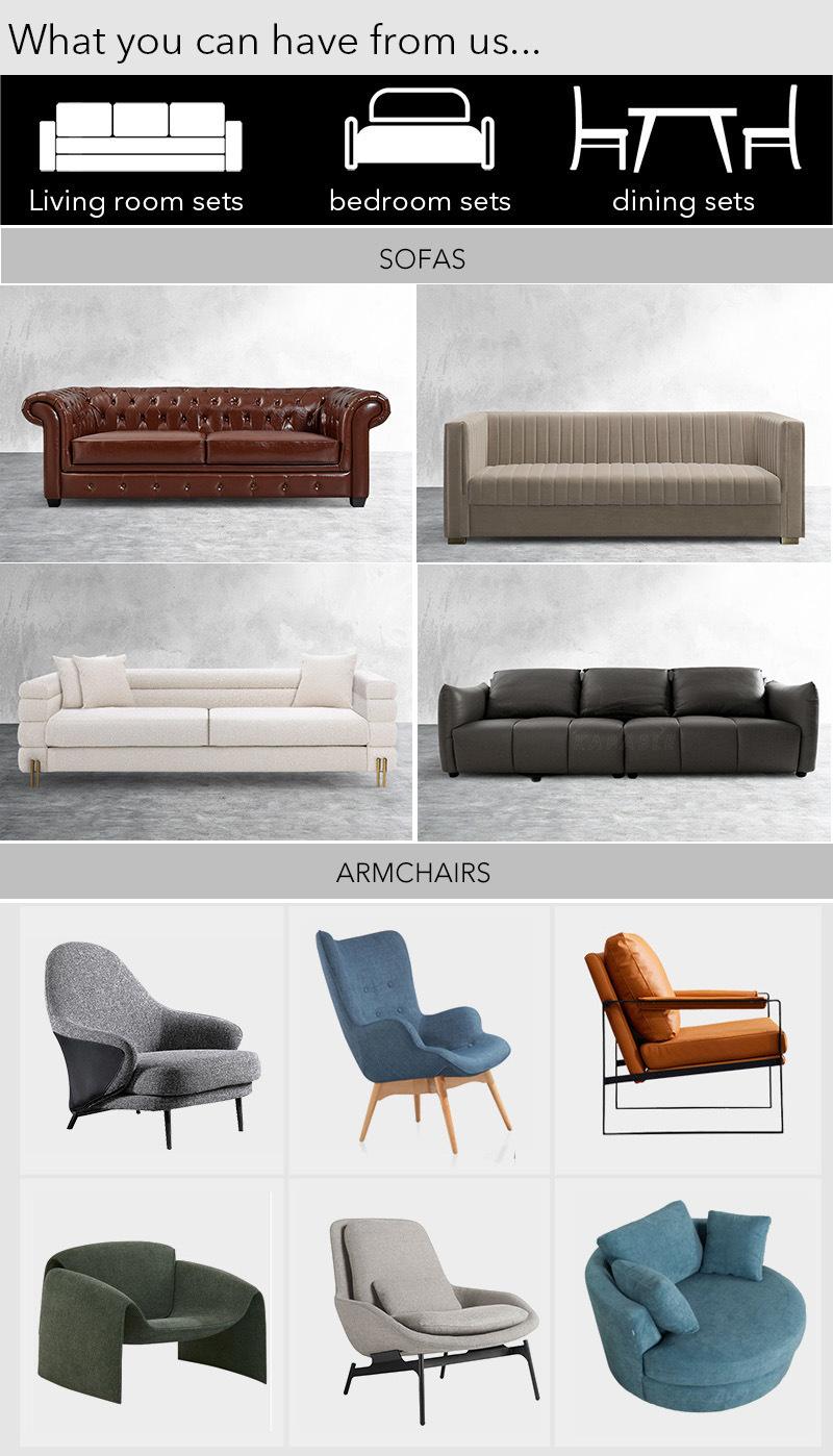 Modern Italian Fabric Sectional Sofa with Leather Arm Chair Contemporary Home Soft Seating Corner Couch for Living Room Furniture Sets