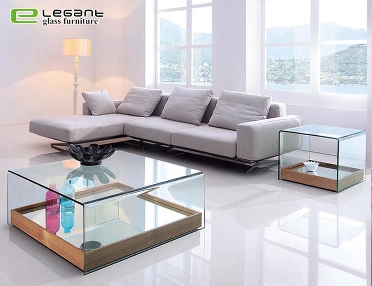 Modern Design Glass Center Table Square Transparent Glass Center Table