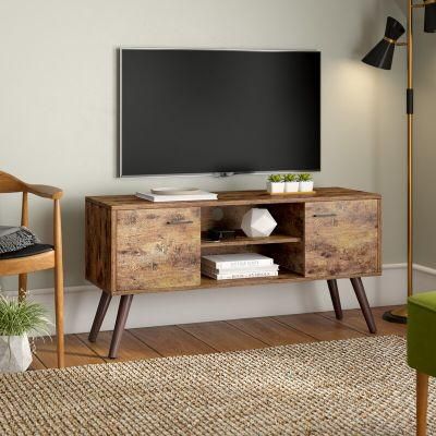 Living Room Furniture Pine/Wenge 50 Inches Wooden TV Stand with 2 Doors for Tvs