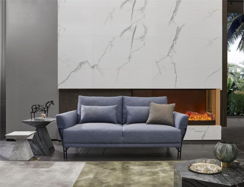 Zhida Modern Home Furniture Villa Living Room Stainless Frame Leg Fabric Sofa Set L Shape Sectional Sofa Couch