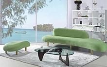Luxury Design Living Room Furniture Fabric Half Moon Sofa with Ottoman