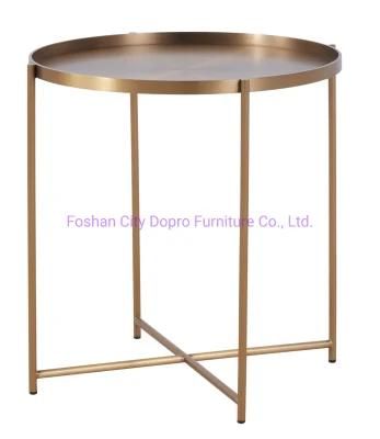 Popular Minimalism Nordic Brass Blushed Simple Style End Table
