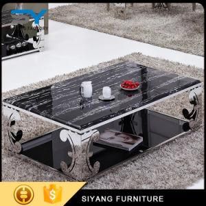 Modern Home Furniture Tempered Glass Tea Table Marble Coffee Table