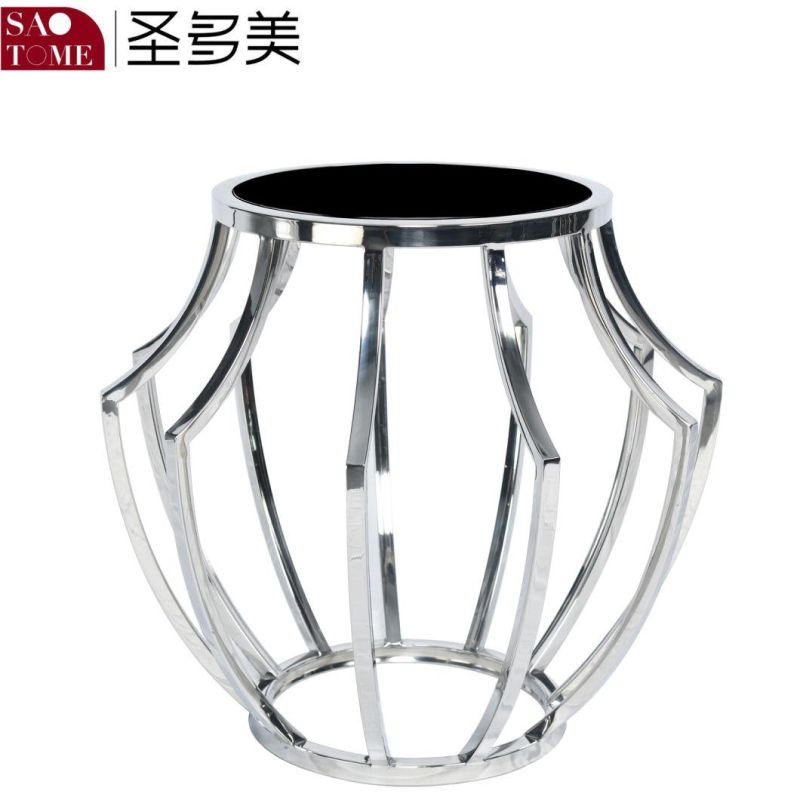 Living Room Bedroom Furniture Black Glass Nest Table
