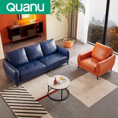 102577 Quanu Luxury Sofa 3 Seater Upholstered Genuine Leather Living Room Sofas