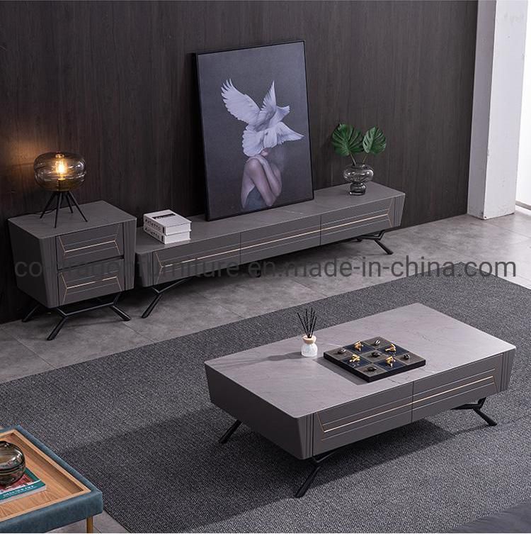 Fashion Living Room Furniture Wooden Coffee Table with Marble Top