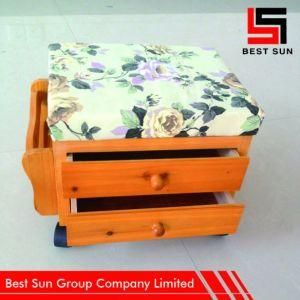Moveble Wood Chinese Storage Stool with Drawer