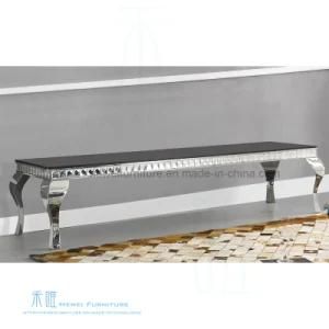 Glossy Glass TV Stand with Stainless Steel Legs (HW-0067T)