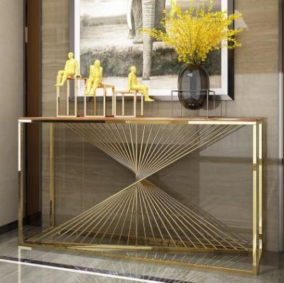 Modern Furniture Gold Color Metal Base Frame Glass Top Best Selling Console Tables