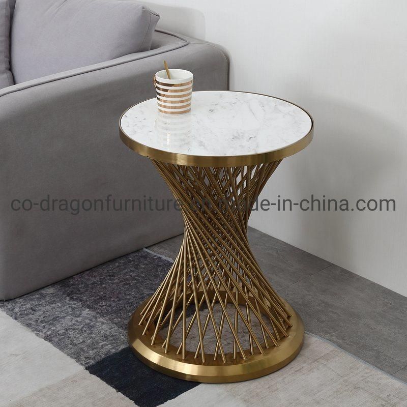Modern Luxury Home Furniture Steel Coffee Table with Marble Top