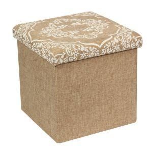 Knobby Factory Wholesale Living Room Furniture Fabric Linen Folding Ottoman Stool with Storage