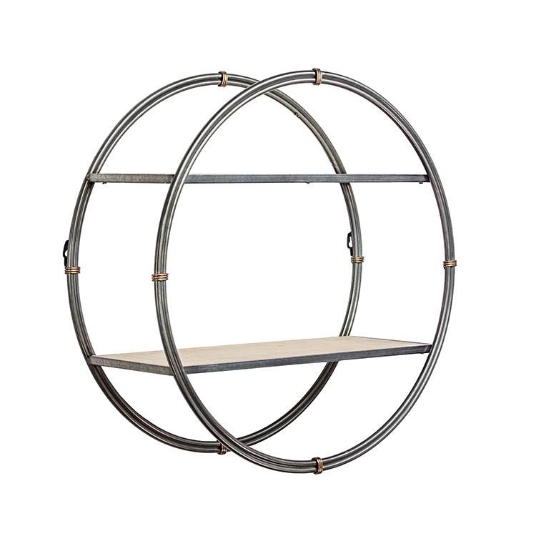 Masterpiece Art Gallery Wood and Metal Round Hanging Wall Shelf