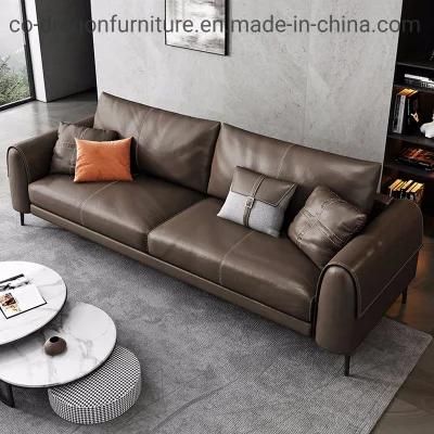 Luxury Leather Arm Sofa with Metal Legs for Home Furniture