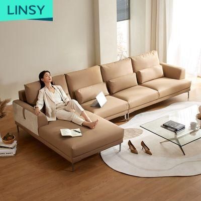 Linsy Fabric Brown Sofa High Quality Living Room Furniture Corner Sofa Set S183