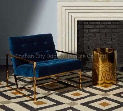 Modern Nordic Simple Popular Metal Golden Living Room Armrest Single Sofa