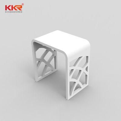 Luxury Hollow White Solid Surface Bathroom Shower Stone Stool