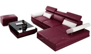 Fashion Design Elegant Living Room Corner Purple Leather Sofa