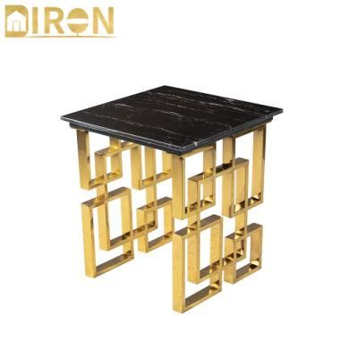 Modern Design Light Luxury Living Room Gold Stainless Steel Square Coffee Table Side Table
