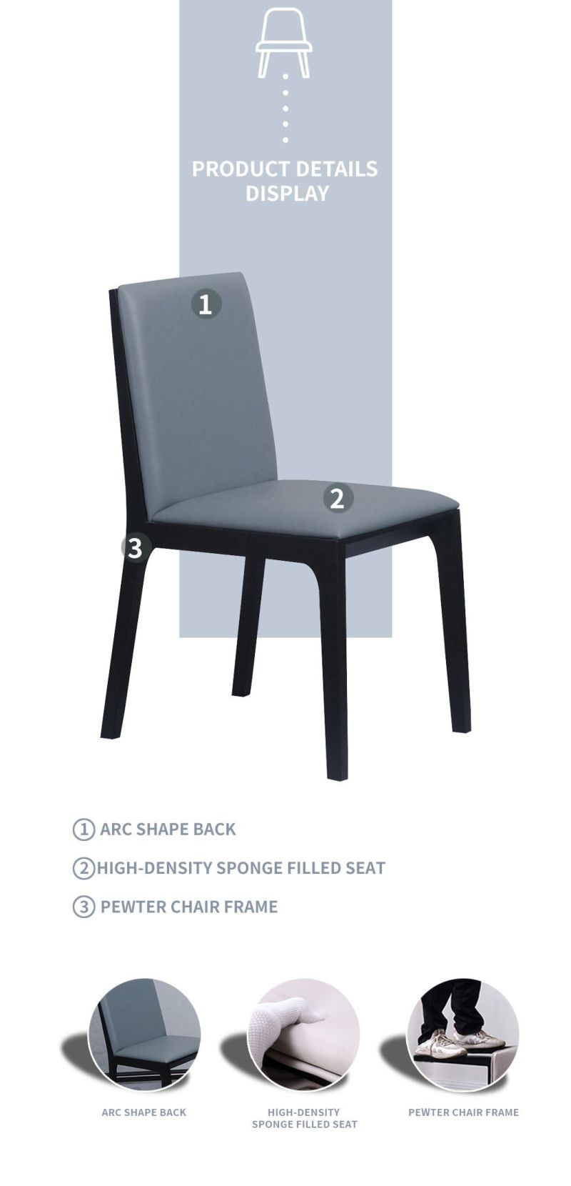 High Back Leather Seat Dining Chair
