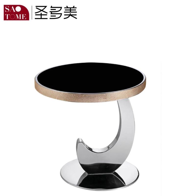 Hot Selling Living Room Furniture Black Glass Round End Table