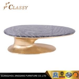 Black Marble Living Room Furniture with Golden Metal Coffee Table