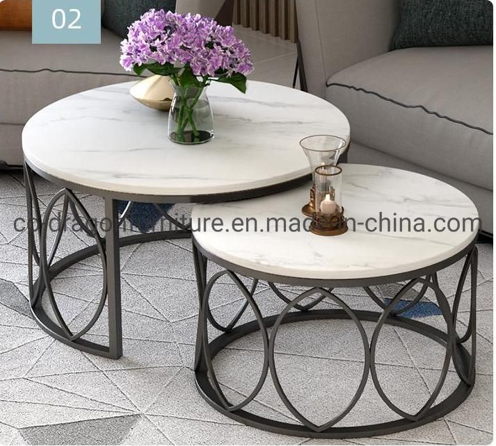 Fashion Steel Coffee Table with Marble Top for Modern Furniture