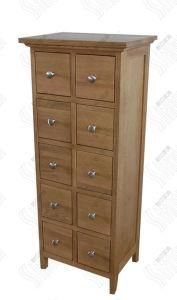 Solid Oak Wood DVD/CD Cabinet (10 Drawers) (CO5005)