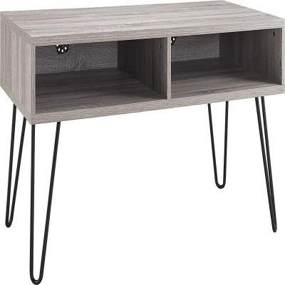 Cable Holes Reserved Wooden TV Stand with Metal Feet