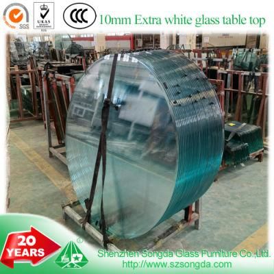 12mm Extra White Glass Beveled Edge Round Tempered High Quality
