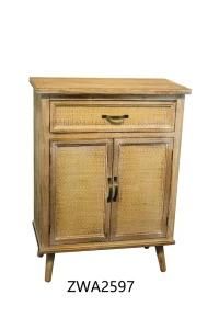 Yiya Hot Sell Antique Rattan Finish Side Table with One Drawer