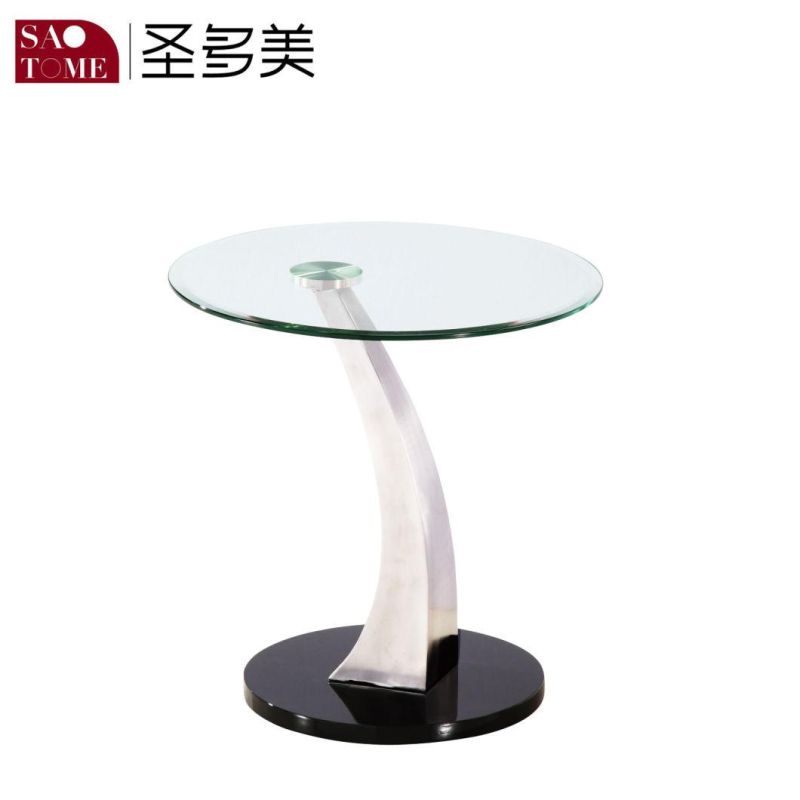 8mm Transparent Glass Top, High Gloss Black MDF 25mm Coffee Table at The Bottom