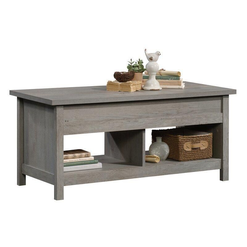 Sturdy High-Grade MDF Mystic Oak Lift Top Coffee Table Furniture with Storage Shelf