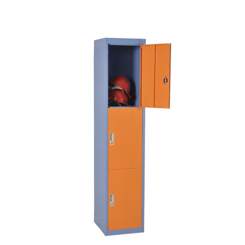 Simple Design 3 Door Metal Lockers Clothes Shoes Storage Customized Locker Cam Lock