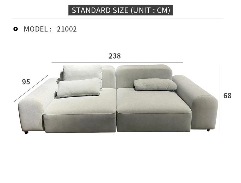 European Style 3 Seater Modern Gray Fabric Sectional Couch Living Room Sofa Set